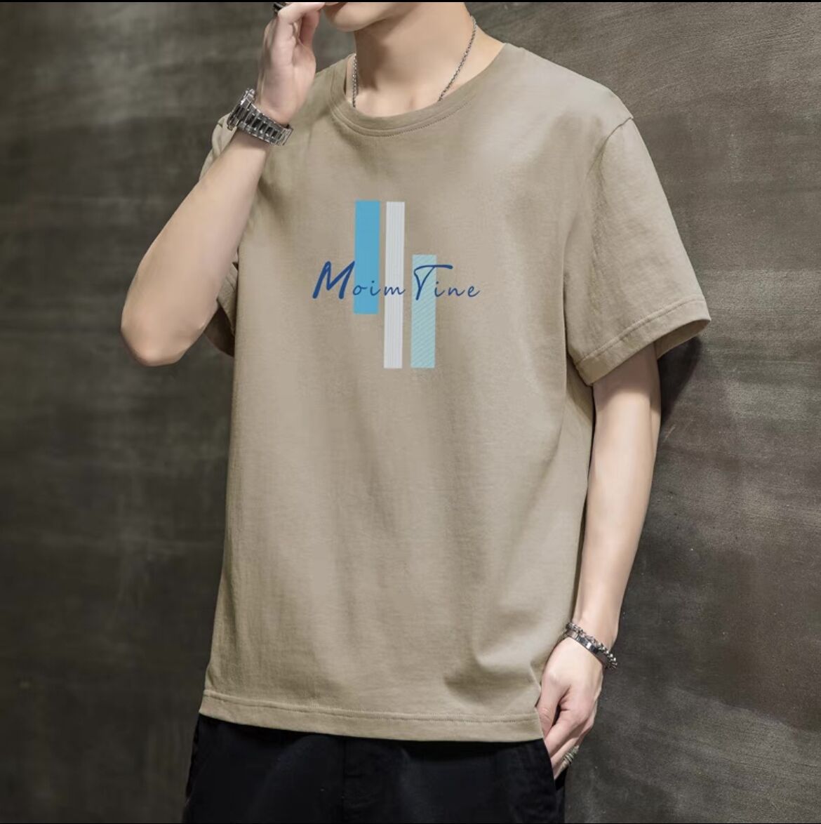 National Fashion Summer Short Sleeve T-shirt Men's 2023 New Fashion Brand Cotton Men's Clothing Trendy Korean Style Loose Half Sleeve Men