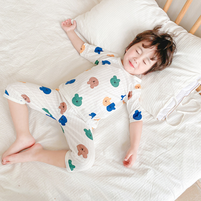 Children's Cute Breathable Seven Point Sleeve Pajamas Set