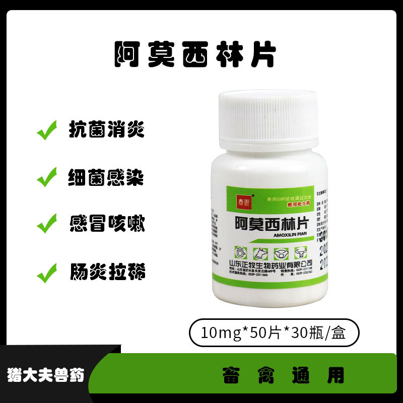 兽药阿莫西林片兽用宠物猫狗犬通用鸡药鸽子鸟抗菌药50片30瓶/1盒-阿
