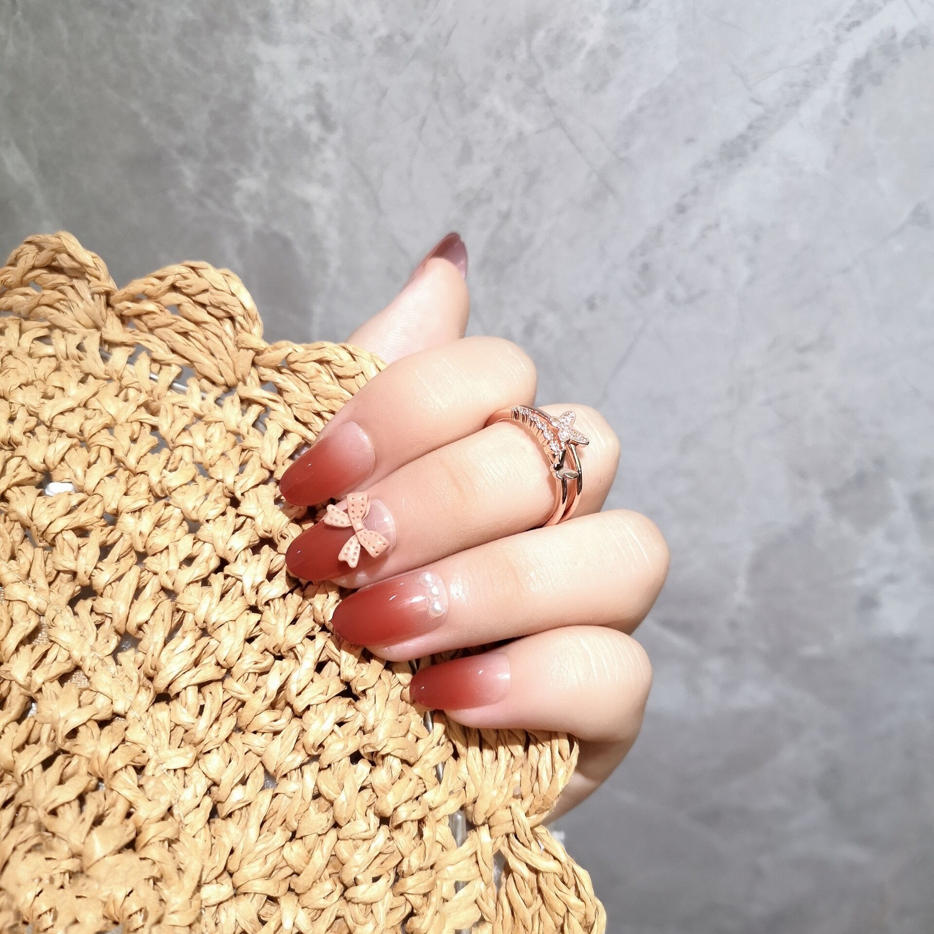 mzy01破茧化蝶焦糖渐变蝴蝶装饰网红爆款显白时尚可穿戴美甲成品