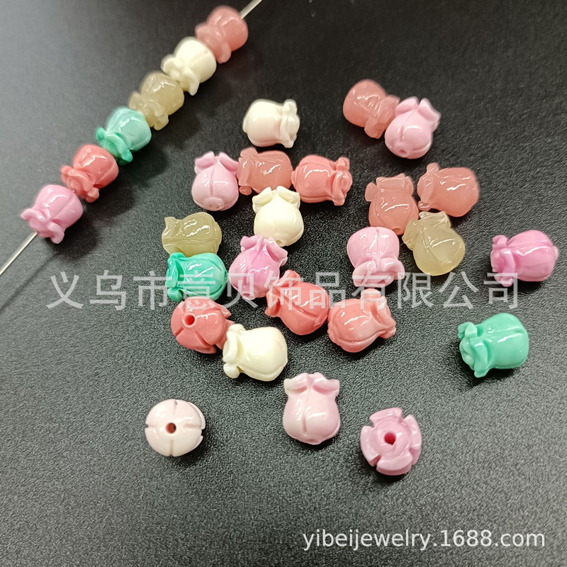 Synthetic Pink Pressed Scattered Beads Flowers Animal Fruit Ocean Implication Shell Embossed DIY Ornament Bracelet Necklace Accessories