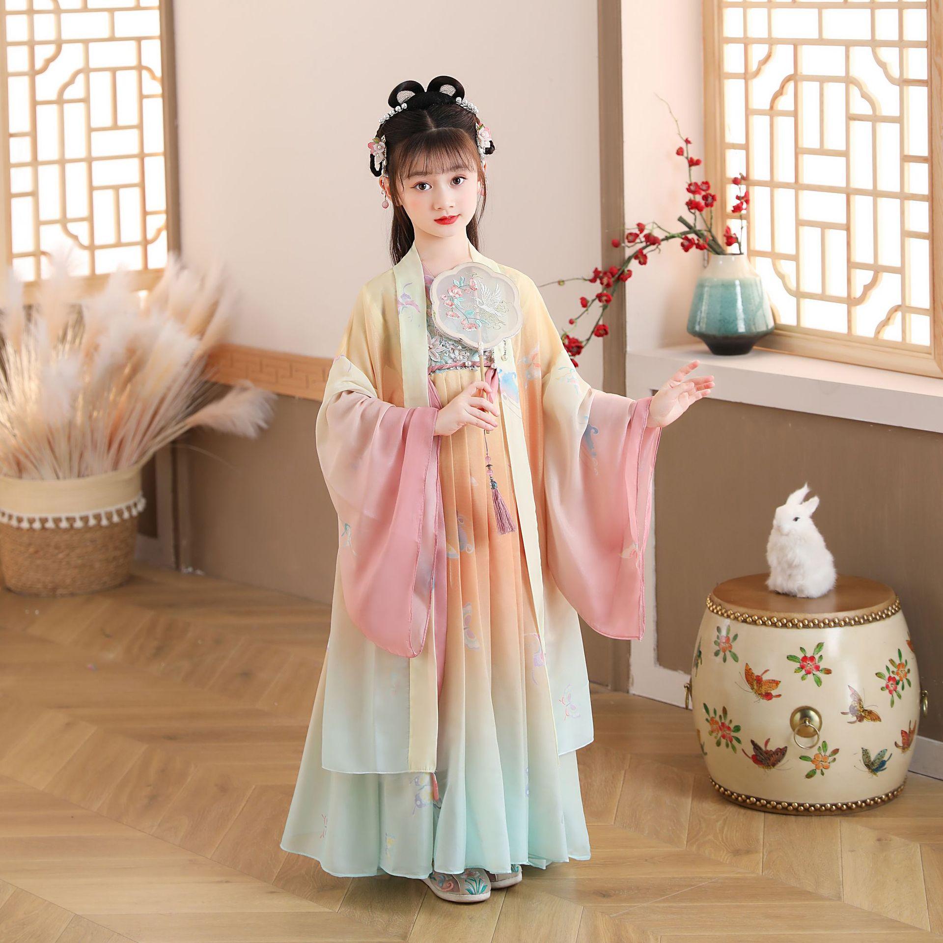 加急单2022春儿童汉服国学演出服装男女童中国风古装书童开笔礼三字经