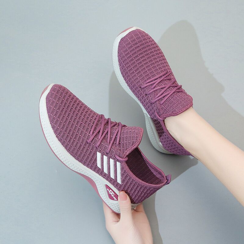 sports shoes women‘s flying woven breathable running shoes new spring and autumn low-top casual shoes women‘s cloth shoes lightweight white shoes