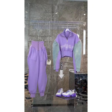 紫色加绒加厚小香休闲运动服卫衣两件套装秋冬2022女装时尚洋气