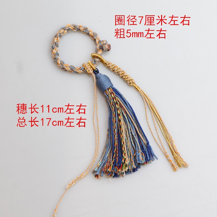 Tibetan Ring Tassel Hand-Made Cotton Threads Tassel Pendant Hand-Knitted Rope Bag Hanging Tassel DIY Wearable Pendant Spacer Beads