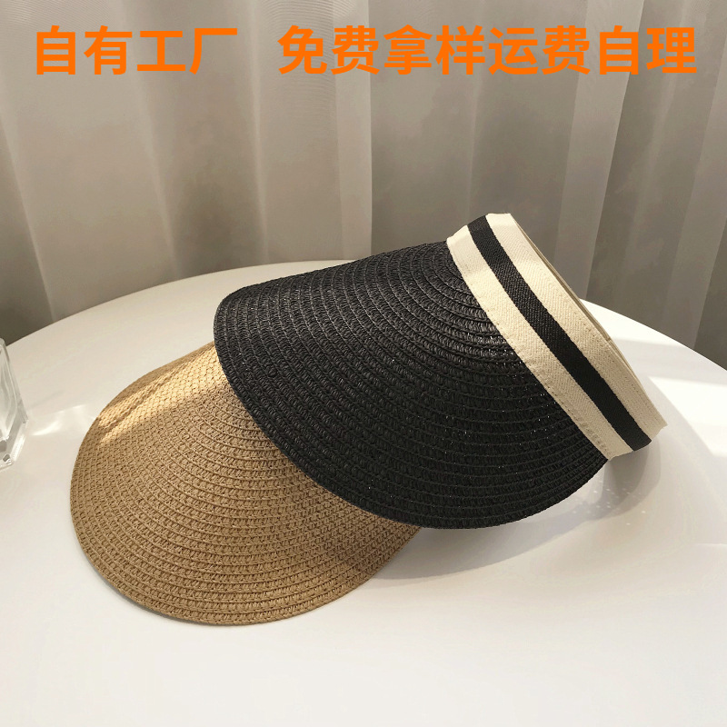 Empty Top Straw Hat Peaked Cap Female Summer Travel Outdoor Sun Beach Casual All-Match Sun Protection Sun Hat Wholesale