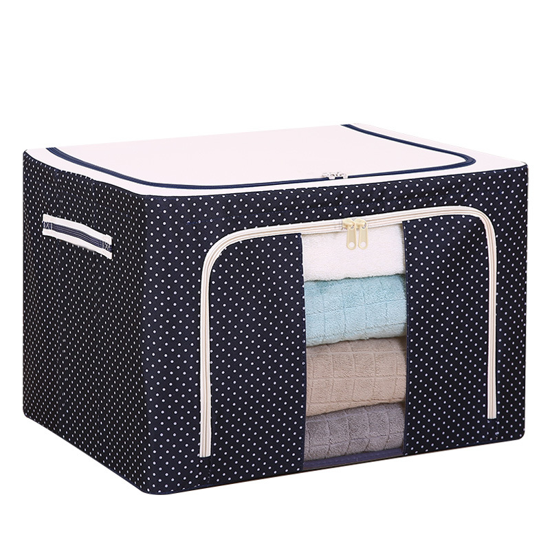 Clothes Storage Box Oxford Cloth Waterproof Steel Frame Transparent Folding Storage Box Wardrobe Car Quilt Storage Box Moving