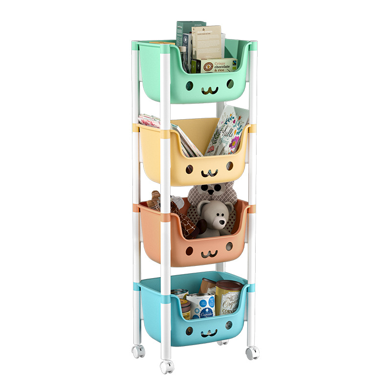 Trolley Rack Children's Bookcase Floor-Standing Baby Products Household Mobile Snack Storage Box Toy Storage Rack