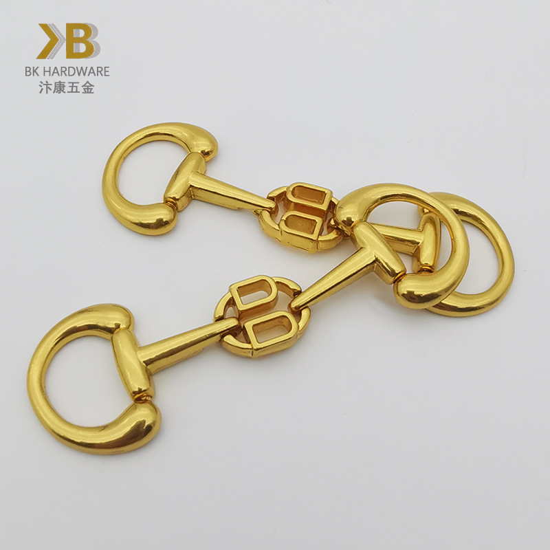 厂家供应鎏金马衔扣 diy手作女包手挽扣 箱包五金装饰浅金色对扣