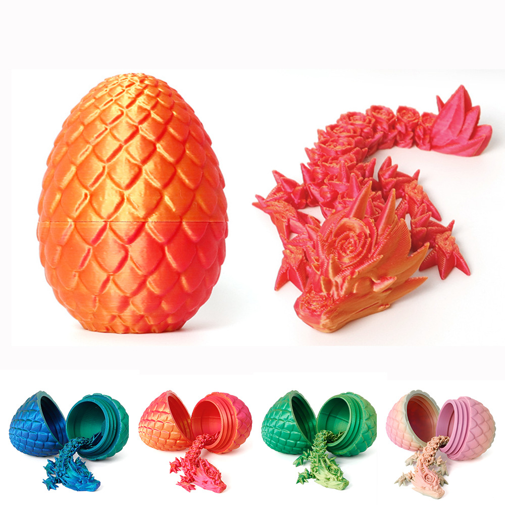 跨境款3d打印龙蛋玩具摆件关节龙圣诞节复活节创意