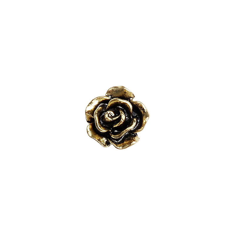 Manicure Retro Alloy Camellia Rose Metal Texture Ornament Dark Series Punk Flowers Nail Ornament