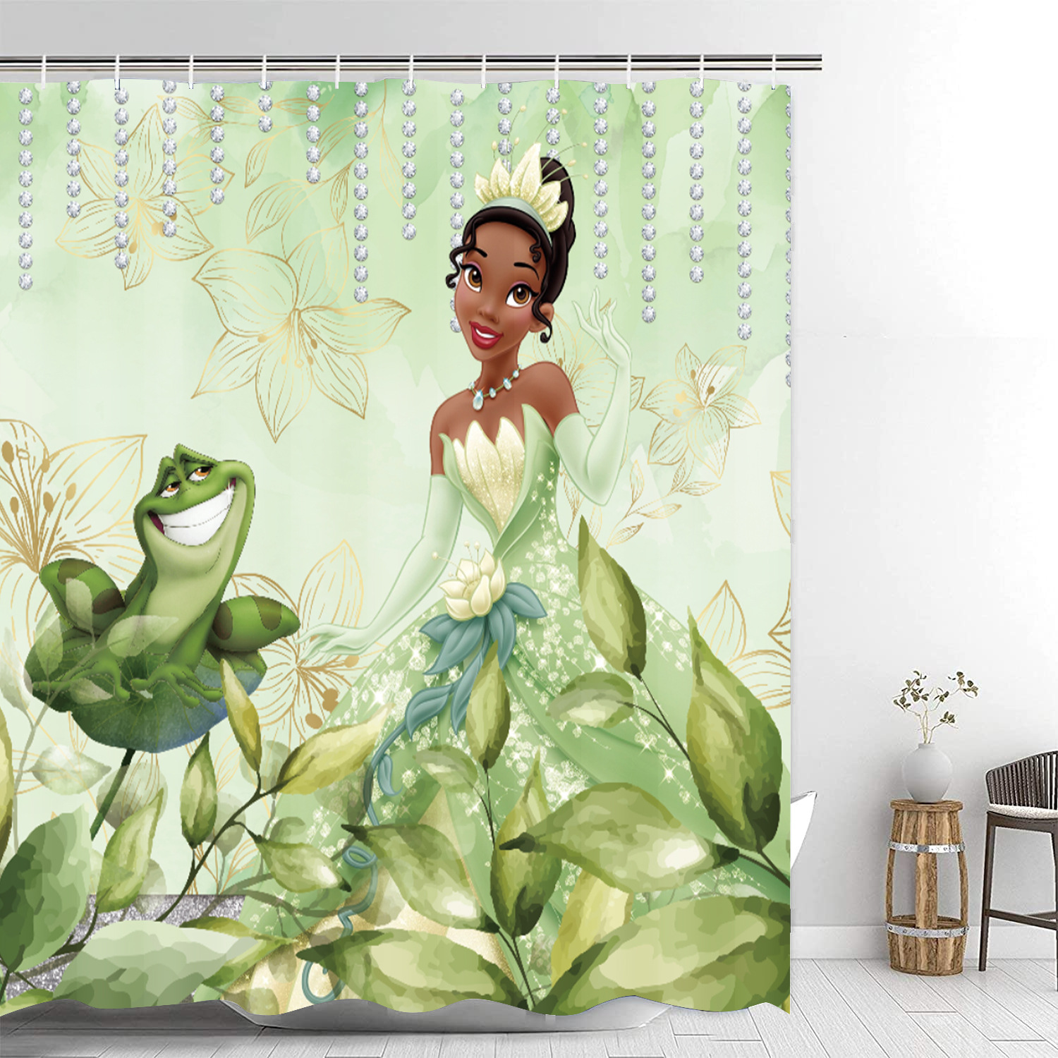 Amazon Tiana Tiana Theme Shower Curtain Four-Piece Waterproof Shower Curtain Carpet Non-Slip Mat Toilet Mat Floor Mat