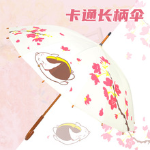 新款16骨长柄动漫雨伞 猫咪老师卡通直杆大号自动雨伞广告礼品伞