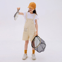 女童夏装套装2022新款韩版洋气儿童装时髦中大童夏季背带裤两件套