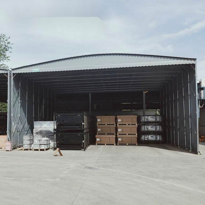 户外遮阳挡雨活动推拉蓬 扬州移动伸缩雨棚 工厂临时仓库