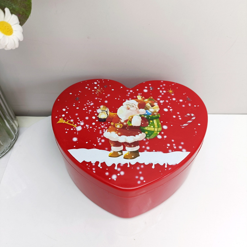 New Christmas Style Printed Double-Layer Red Heart-Shaped Jewelry Box with Mirror Ornament Storage Box Love Jewelry Box