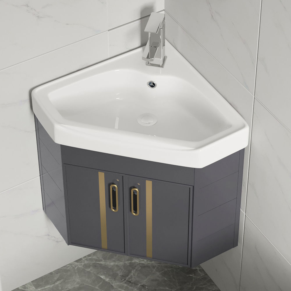 小户型浴室柜三角形转角阳台洗手盆卫生间洗漱台极窄洗脸池柜组合