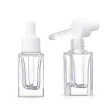 方形厚底滴管瓶15ml 原液精华液瓶 透明小精油瓶玻璃化妆品分装瓶