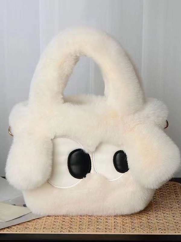 cartoon plush pouches female cute puppy furry portable messenger bag high sense girl student shoulder bag