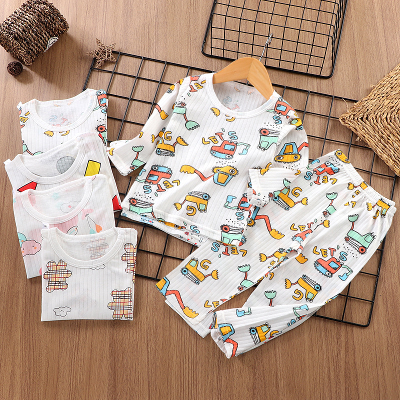 new children‘s cotton homewear suit summer long-sleeve pajamas thin air conditioning room clothes men‘s and women‘s clothing