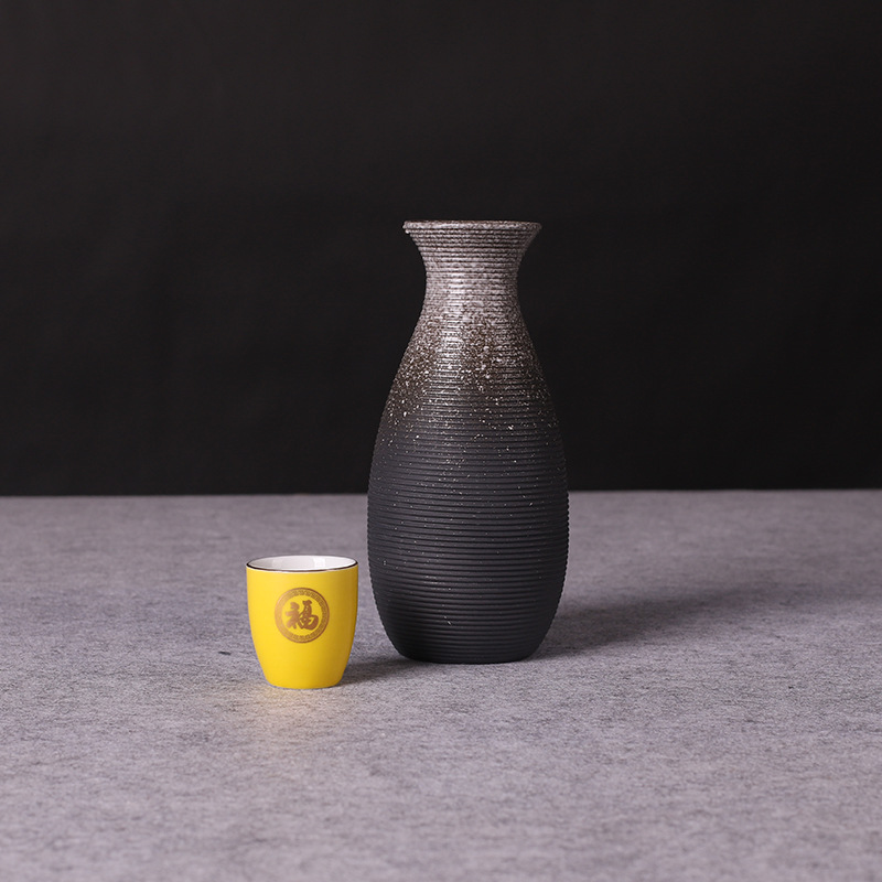 厂家开发设计文创创意复古手工拉丝纹理陶瓷酒壶分酒器酒瓶半斤装