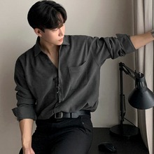 韩国休闲长袖衬衫男士2023秋季新款韩版宽松高级感衬衣免烫寸衣