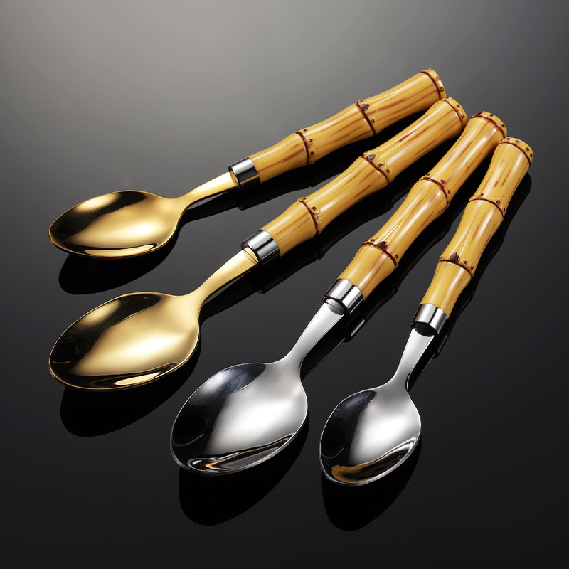 Stainless Steel Bamboo Joint Knife, Fork and Spoon Plug Handle Western Tableware