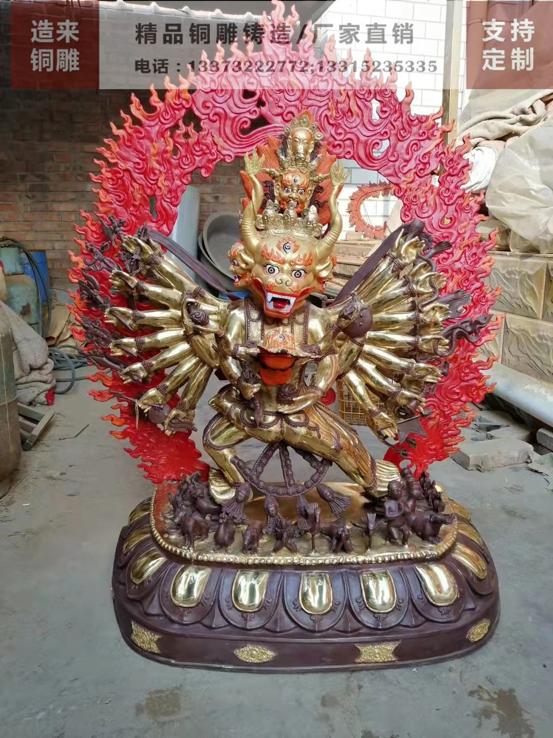 工厂直销纯铜大型藏传铸铜佛像格萨尔王孜紫玛护法密宗佛像