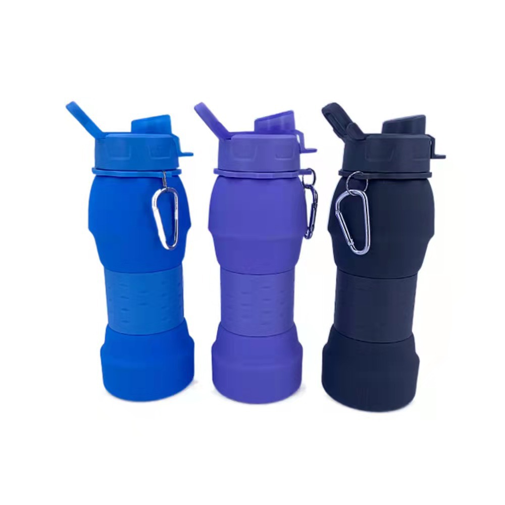New Silicone Folding Sports Bottle Large Capacity 600ml Outdoor Portable Water Bottle Telescopic Water Cup