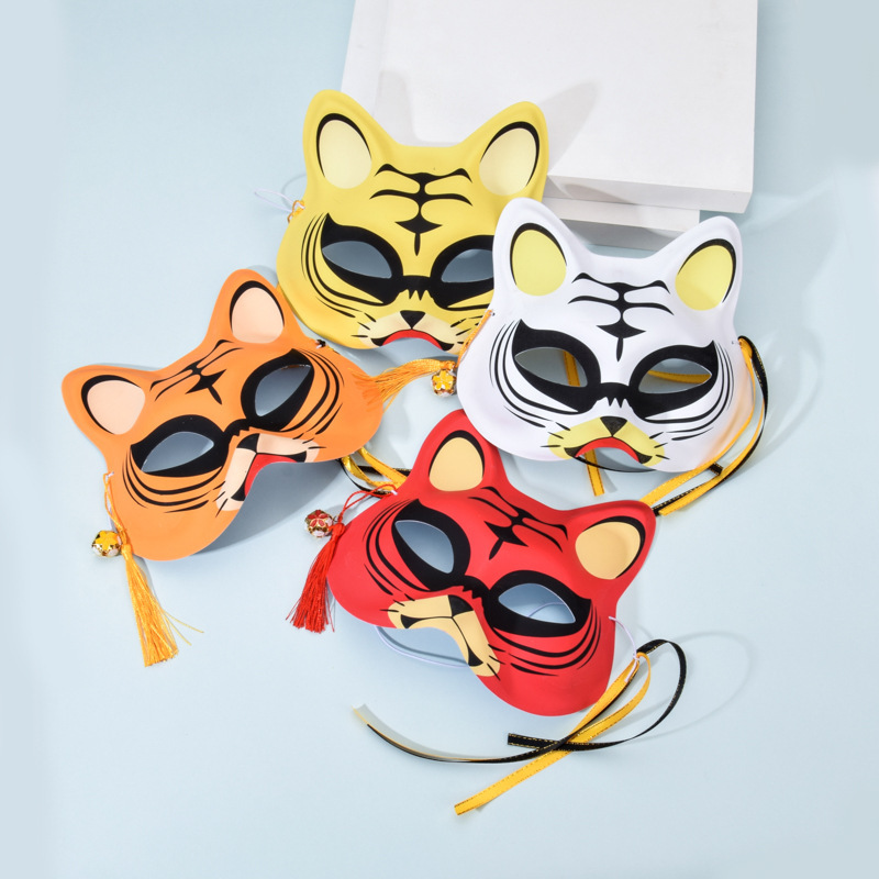 新款老虎面罩半脸儿童成人卡通面具幼儿园小动物表演活动脸谱道具