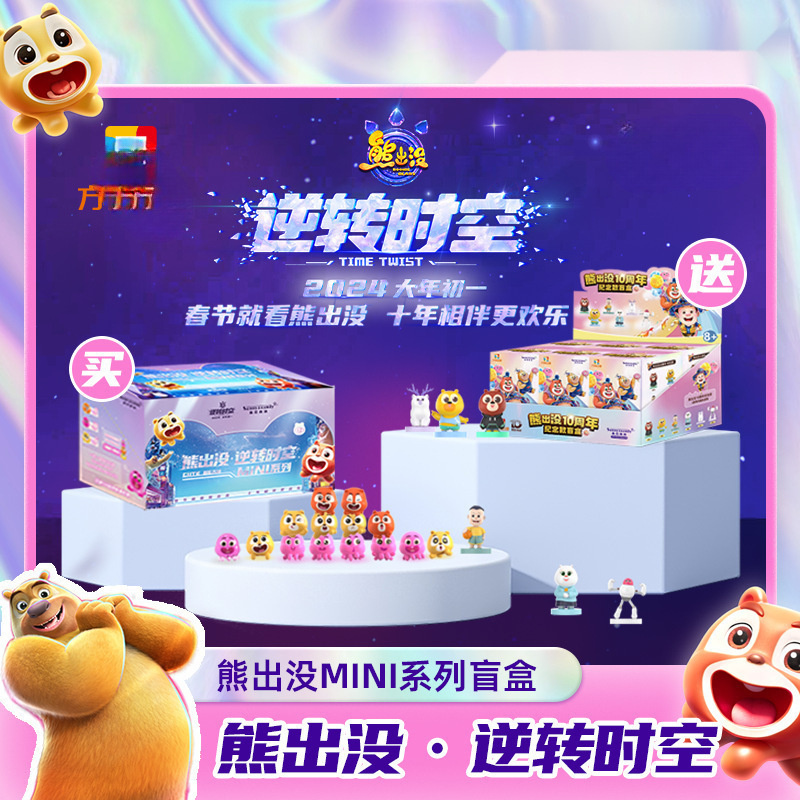 正版熊出没十周年逆转时空纪念款盲盒小萌粒玩具套装桑尼森迪