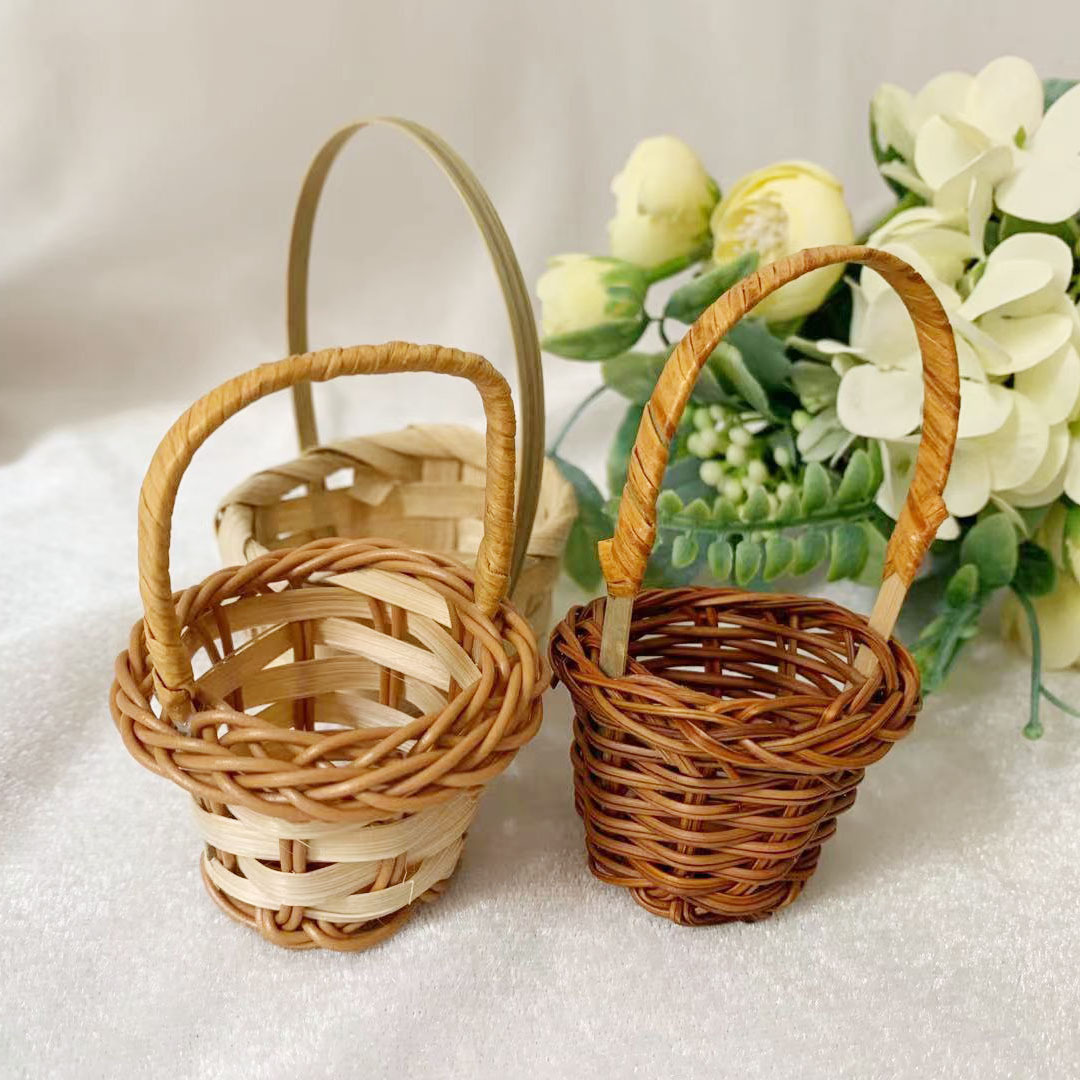 森女diy 配件 娃屋辅料 摄影道具 迷你袖珍小竹篮 收纳装饰原色篮