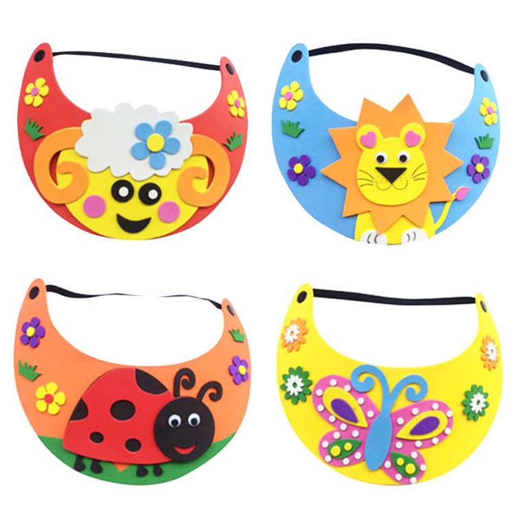 diy手工帽子 头饰皇冠太阳eva制作立体贴画儿童益智玩