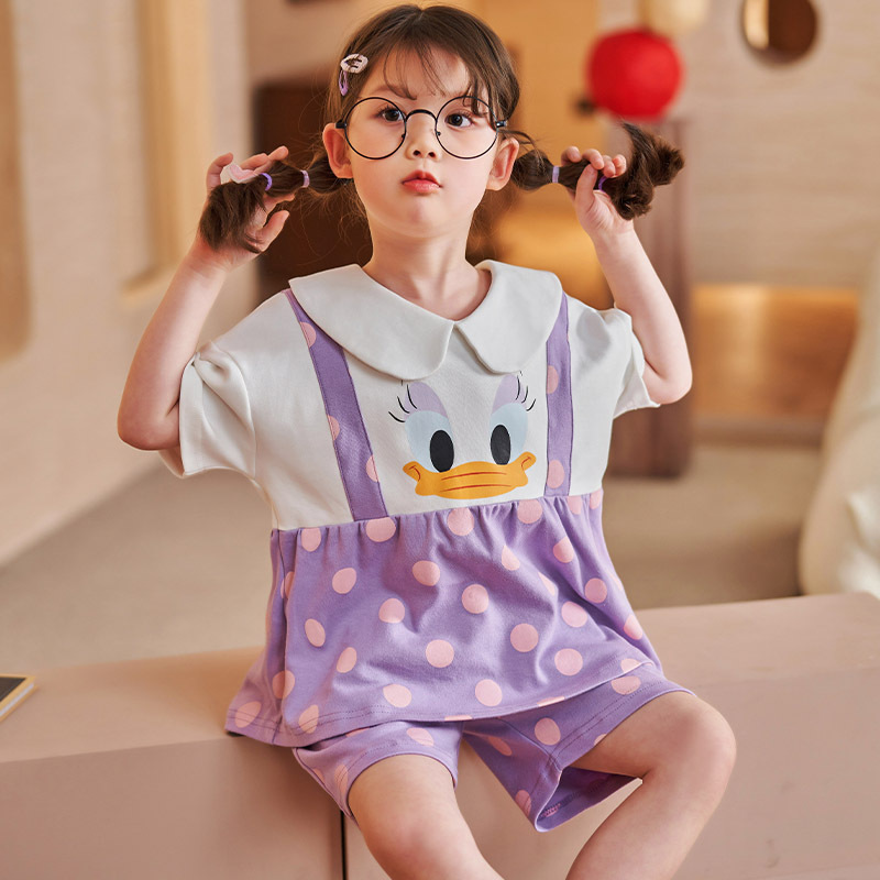 女童睡衣棉质短袖薄款夏季儿童女大童小学生卡通可爱家居服套装