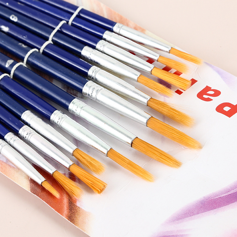 12 Pcs Flat Head Color Nylon Hook Line Oil Painting Brush Washable Watercolor Pen Soft Head Gouache Pen Set Wholesale