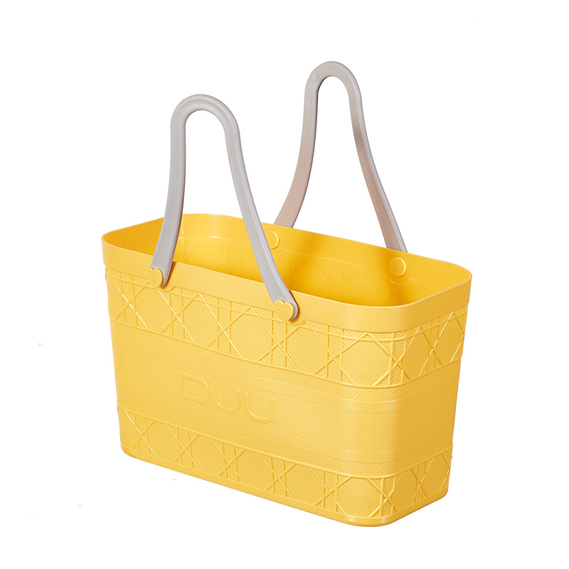 Square Portable Shopping Basket Plastic Soft Handle Multi-Color Small Basket Picnic Sundries Portable Basket