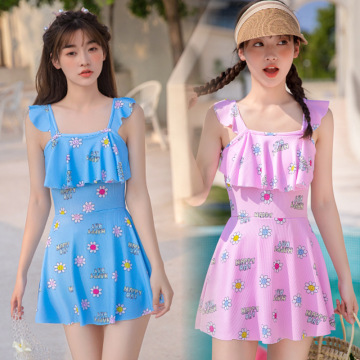 夏季新款儿童泳衣大童 少女11-16岁小女孩清新连体泳装温泉游泳衣