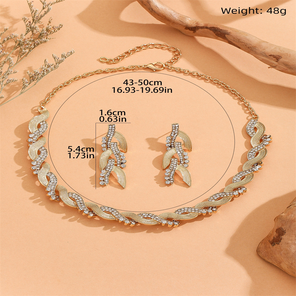 Popular European and American Ladies Necklace Suit Diamond-Embedded Banquet Dress Earring Accessories Cross-Border in Stock Wholesale
