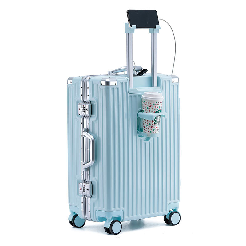 Multifunctional Luggage Rechargeable Aluminum Frame 24 Trolley Case Universal Wheel Suitcase 26-Inch Men and Women Suitcase with Combination Lock