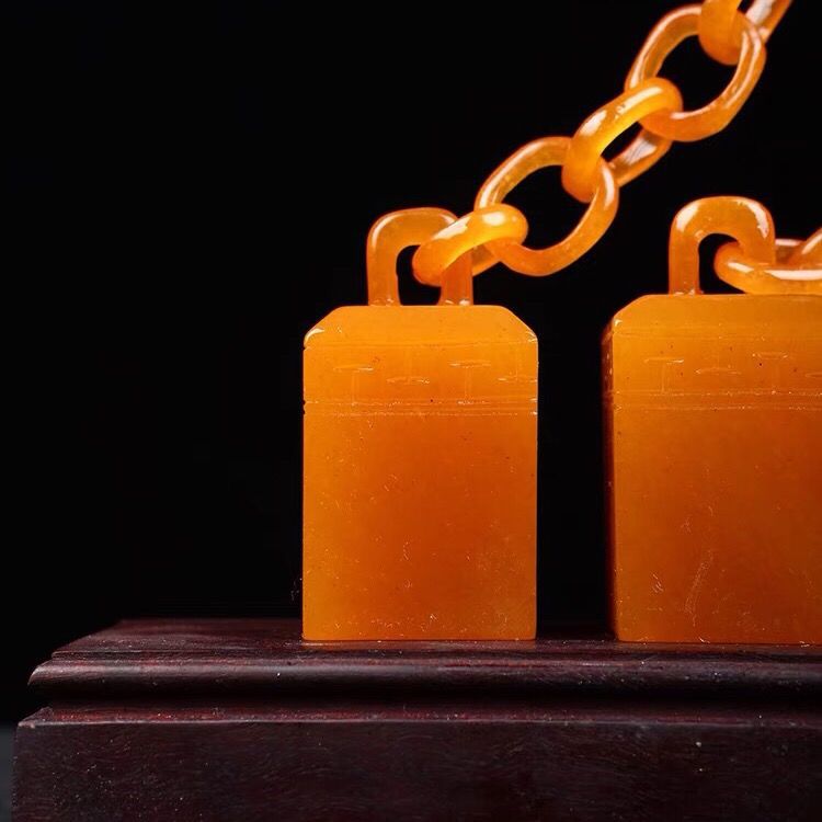 老挝石寿山石清代乾隆皇帝田黄三联章三连章印章印石料闲章名字章