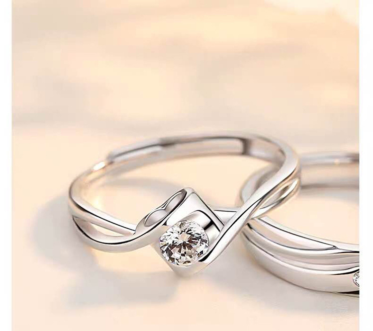 s925真爱永恒情侣戒指天使之吻男女对戒情人节礼物饰品日韩时尚
