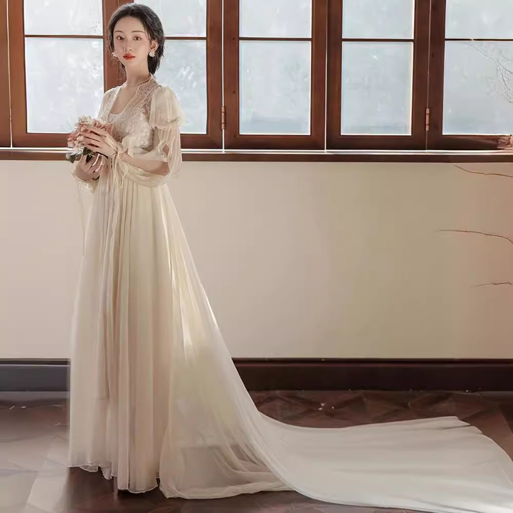 罗马晨袍女新娘婚礼轻纱礼服结婚睡衣仙女裙长公主-阿里巴巴