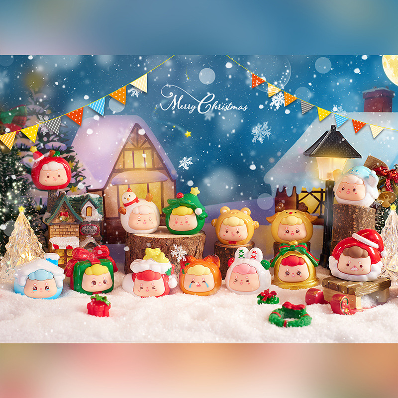 pupu圣诞狂欢萌粒盲盒树脂手办潮玩卡通动漫公仔礼品桌面摆件礼物