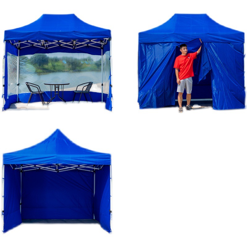 四脚角折叠大伞摆摊帐篷布围布遮阳棚伸缩雨棚户外防雨透明遮雨棚