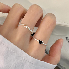 周大生适用925纯银爱心环绕戒指女轻奢素圈食指戒尾戒小众高级感