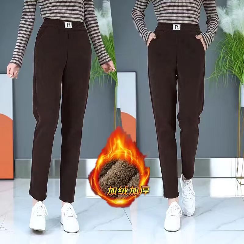 Corduroy Thick High Waist Baggy Pants Women 2023 Autumn and Winter New Drawstring Casual Trousers Straight Pants Women's Pants