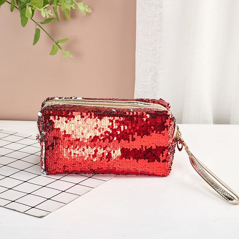 Cross-Border Hot Sequin Portable Octagonal Bag Fashionable Cosmetic Bag Travel Portable Storage Bag Makeup Storage Bag Manufacturer