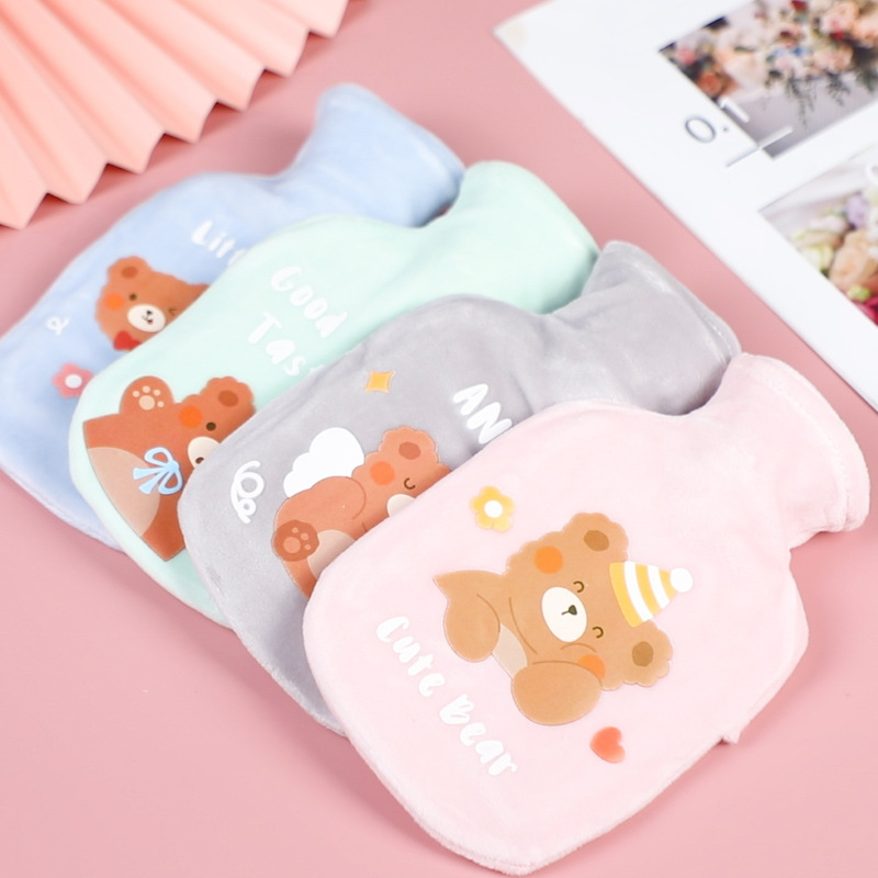 Cute Silly Bear Explosion-Proof Rubber Water-Injection Bag Plush Removable and Washable Flannel Hand Warmer