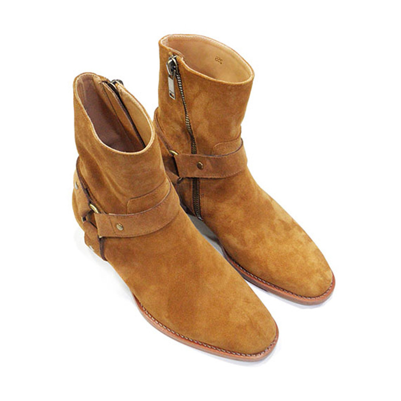 外贸男鞋chelsea boot切尔西靴男款磨砂真皮尖头西部牛仔马丁靴男