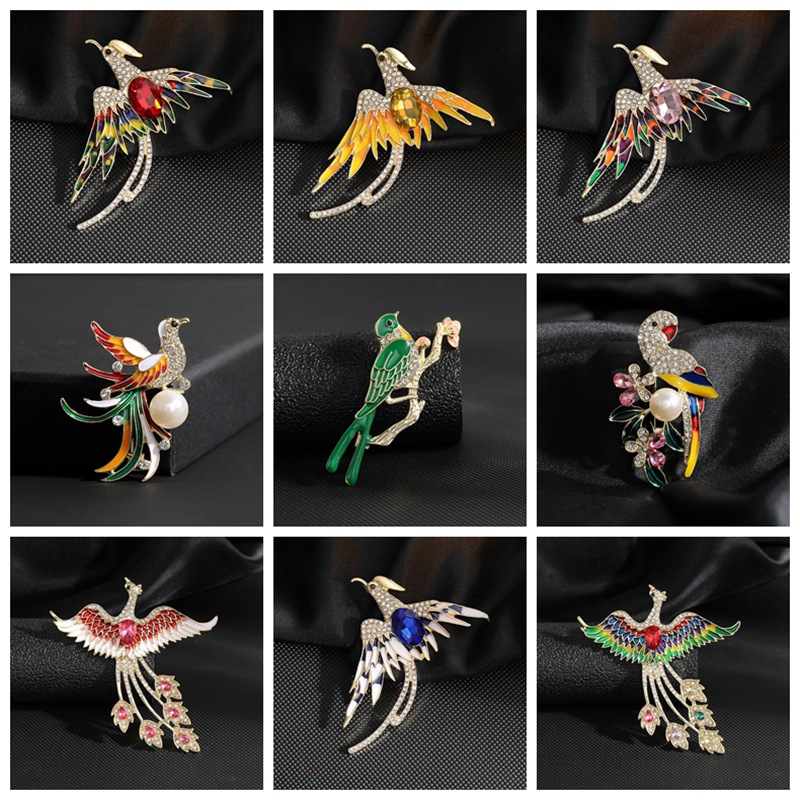 High-End Elegant Phoenix Brooch National Style Cheongsam Coat Accessories Corsage Female Color Retro Style Dripping Oil Pin Accessories